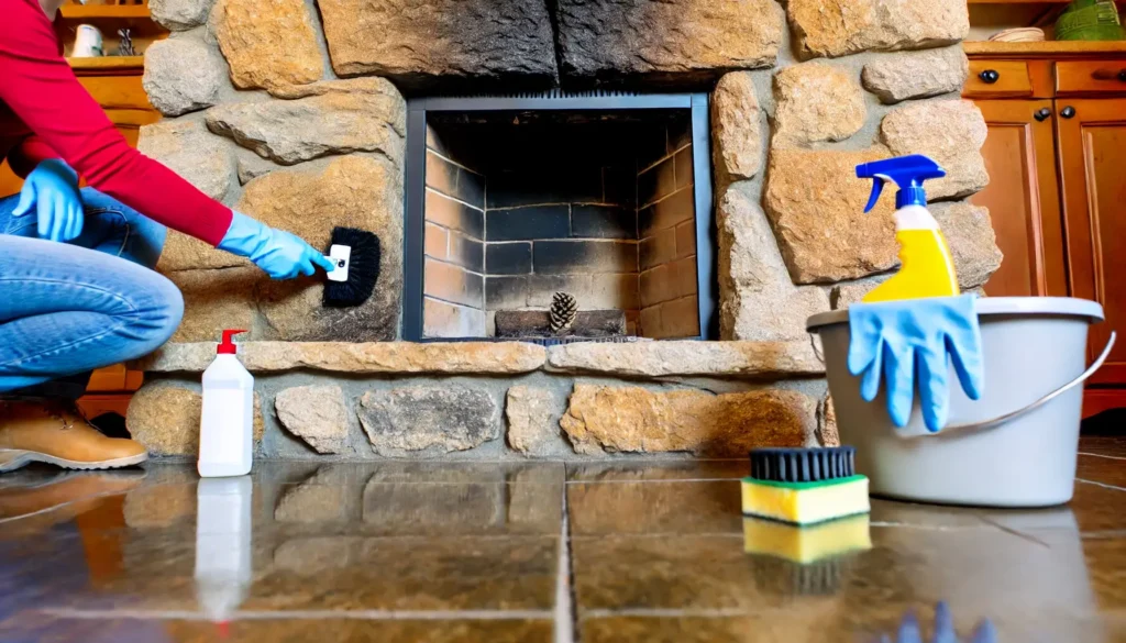 Cleaning Soot Off Stone Fireplace