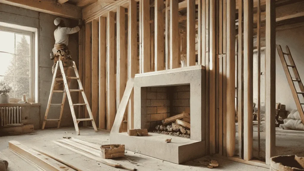 Framing a Fireplace for Stone Placement