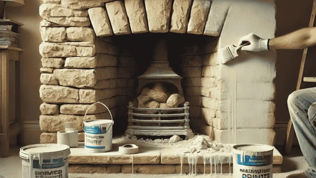 Painting a Sandstone Fireplace