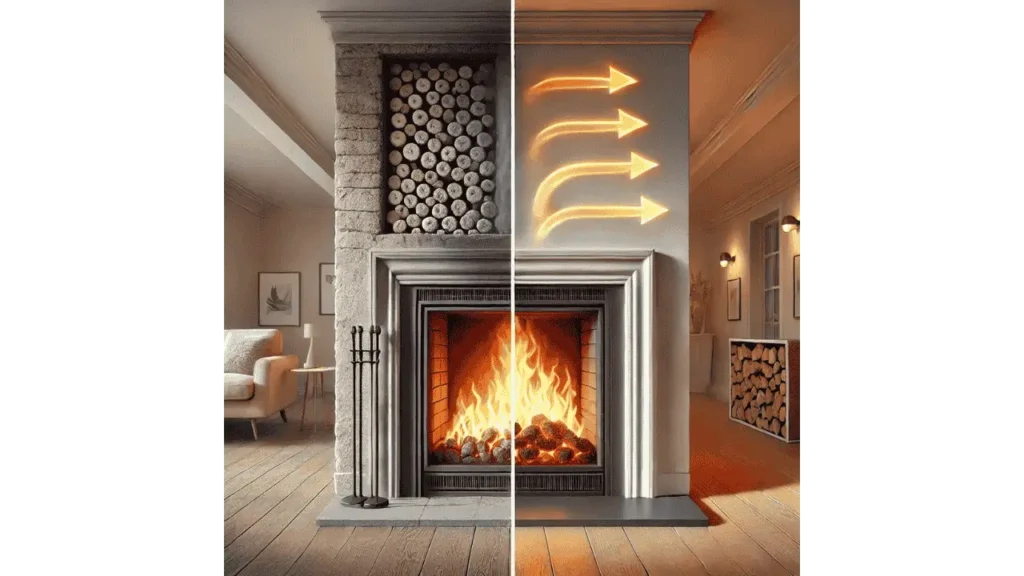 Efficiency of a gas fireplace