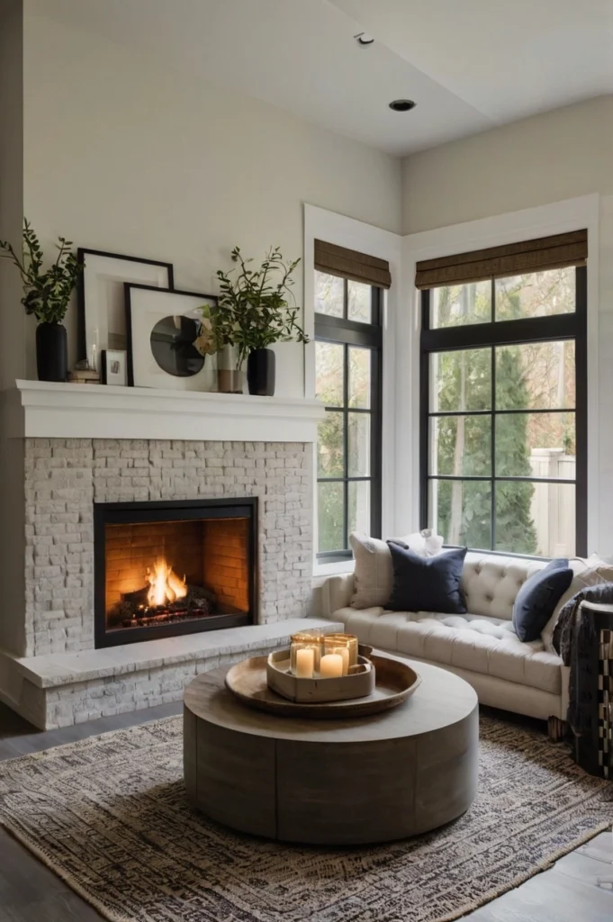 Gas Fireplace with Built-In Seating