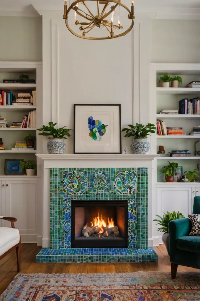 Gas Fireplace with Tile Surround