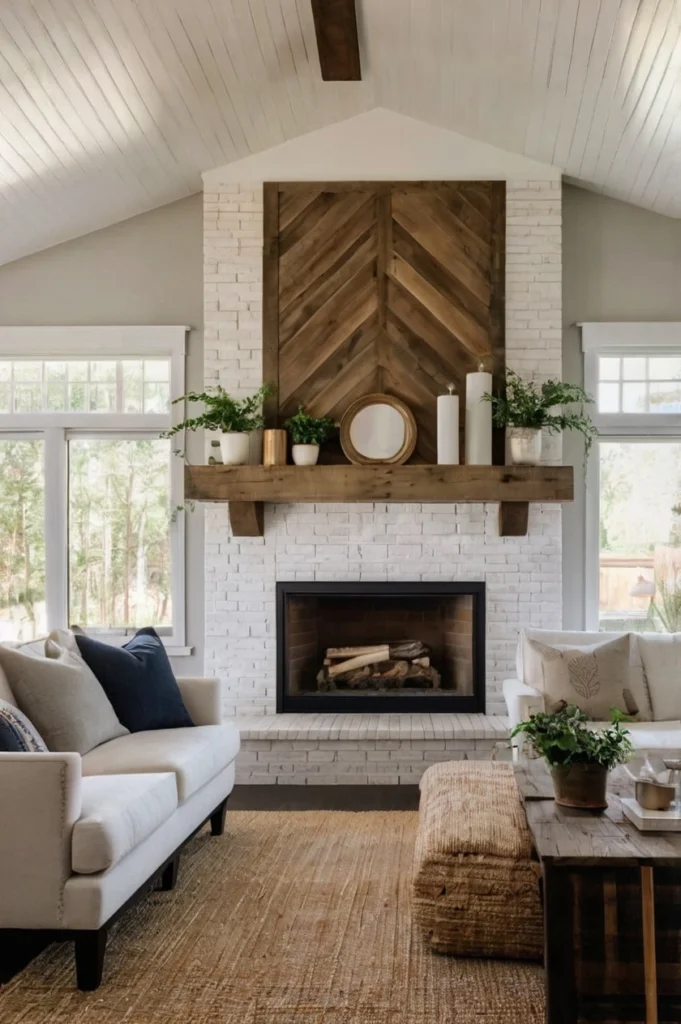 Gas Fireplace with Shiplap Surround