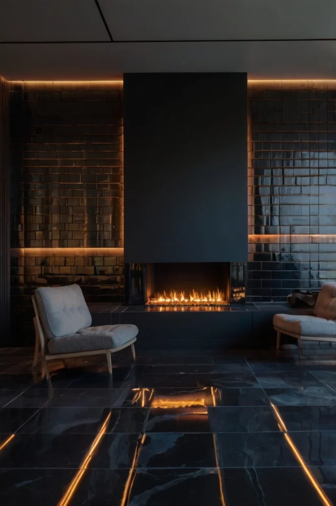 Gas Fireplace with LED Lighting Accents