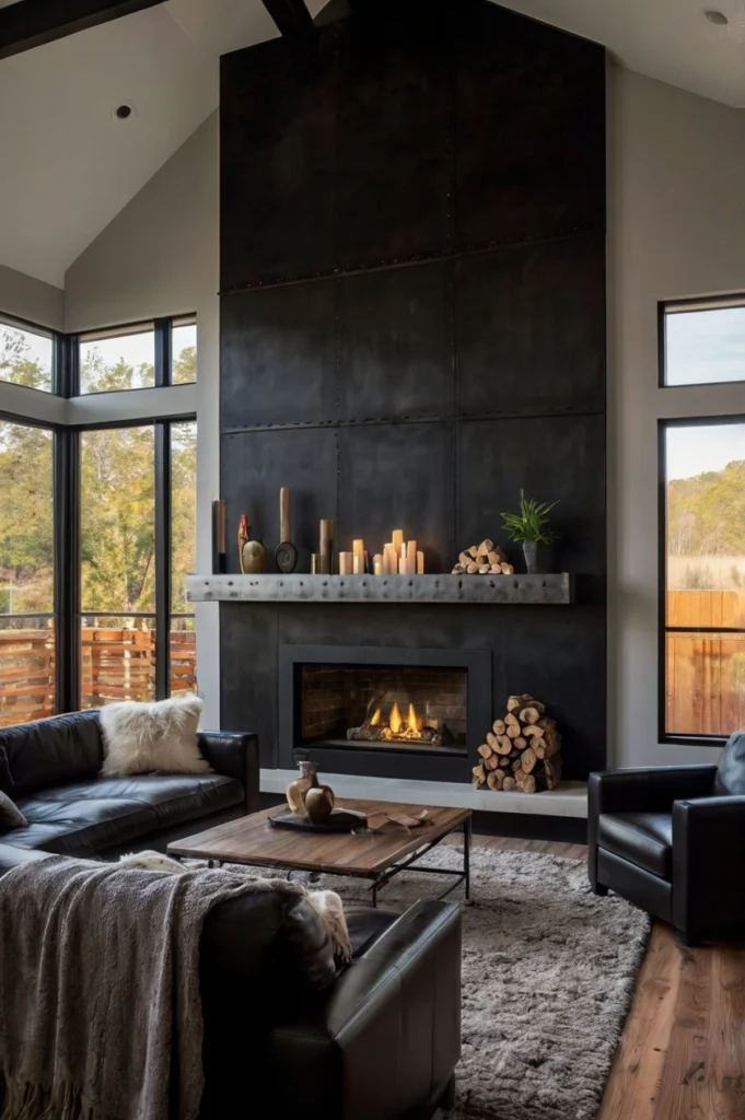 Gas Fireplace with Custom Metal Surround