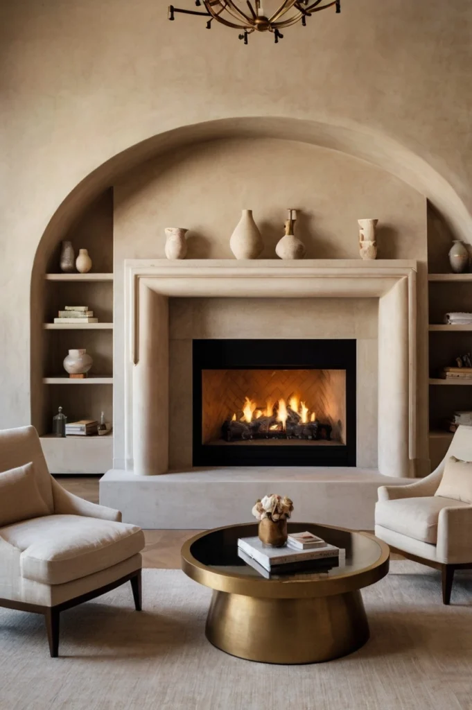 Gas Fireplace with Arched Opening