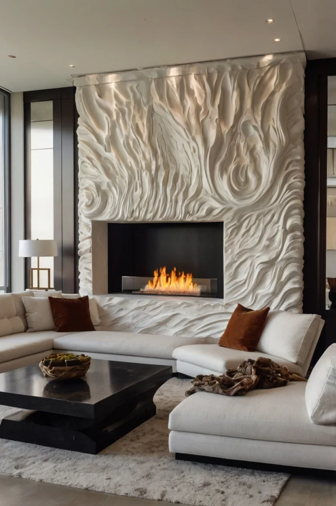 Gas Fireplace with Sculptural Surround