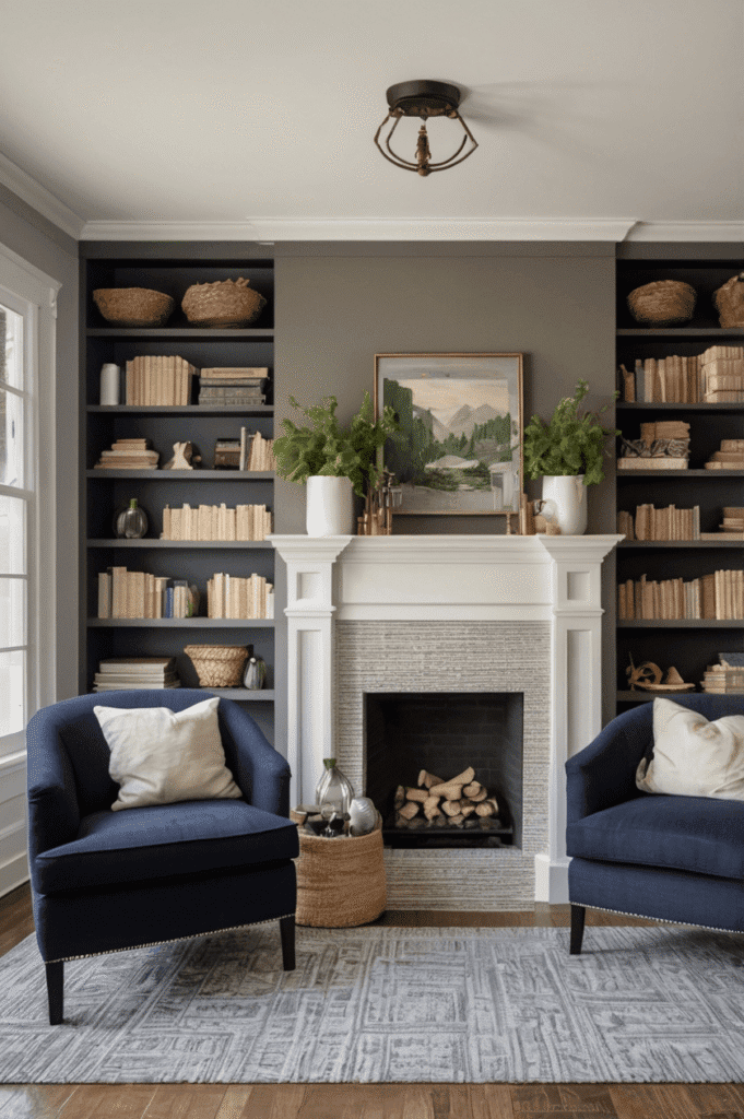 Symmetrical Flanking Bookcases