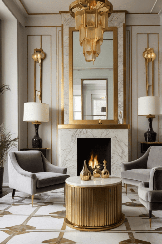 Art-Deco Marble + Brass Insets