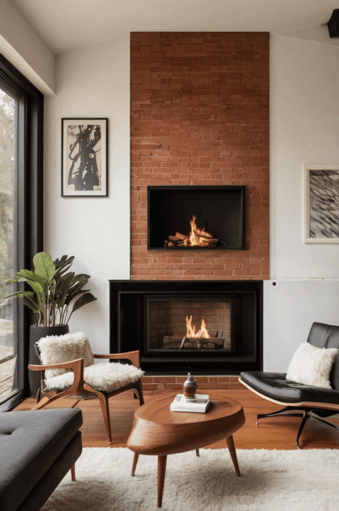 Mid-Century Brick + Teak Panel