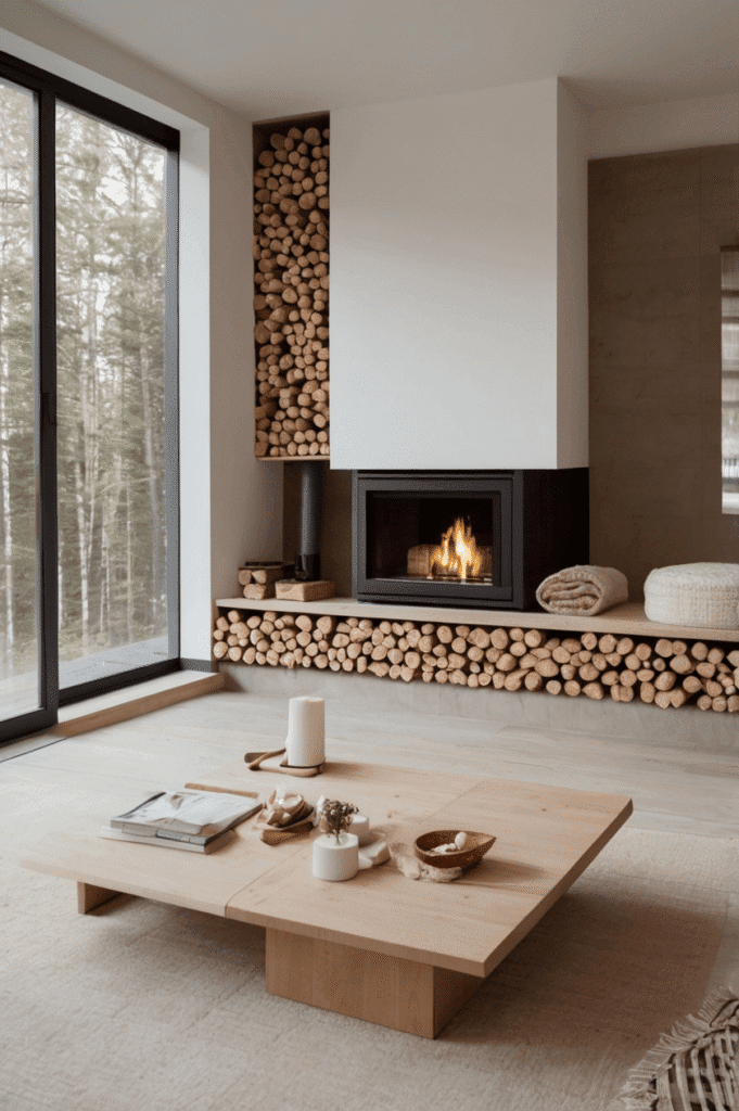 Scandinavian White-Tile Stove Wall