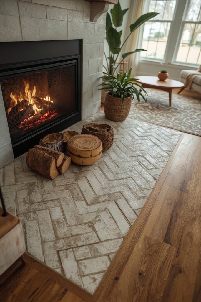 Herringbone Tile Hearth Inlay