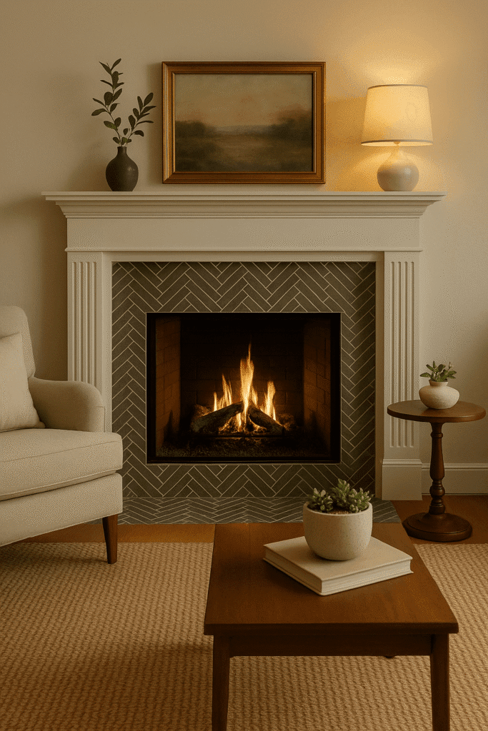 Herringbone Tile Hearth Inlay