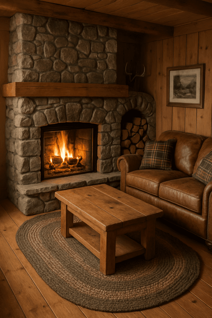 Rustic Stone + Wood Storage Niche