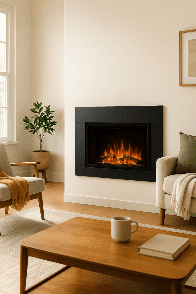 Headboard-Mounted Bedroom Fireplace