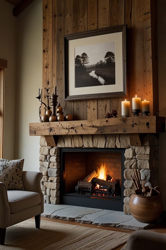 Wooden Beam Mantel