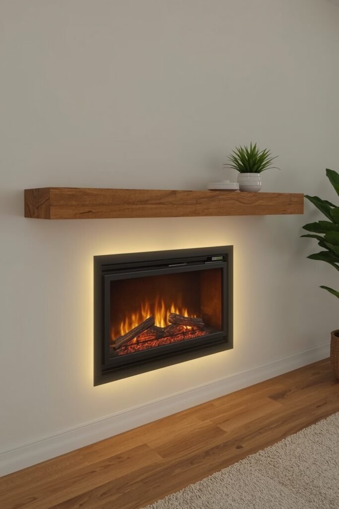 Floating Shelf Mantel with LED Underglow