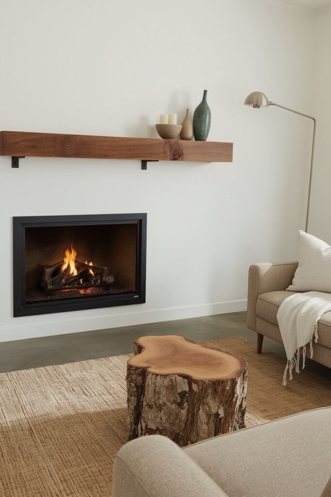 Live-Edge Floating Mantel Shelf