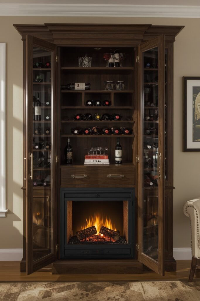 Fireplace Combined with Wine Storage Cabinet