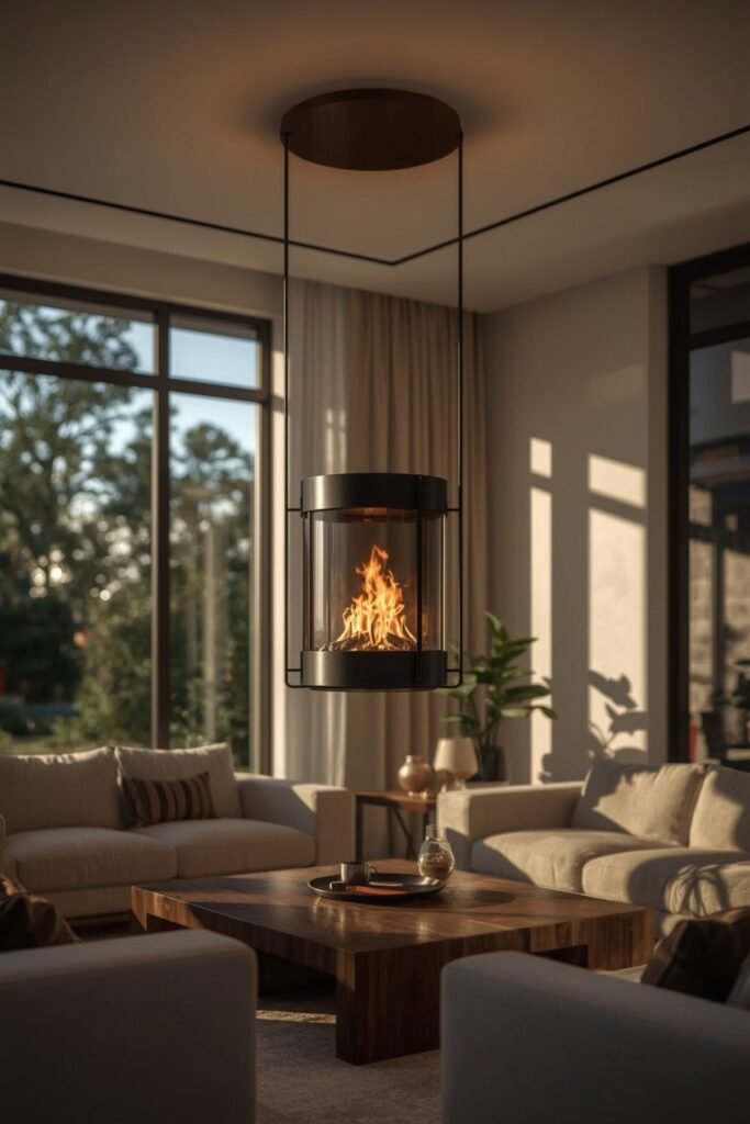 Suspended Cylindrical Electric Fire Orb