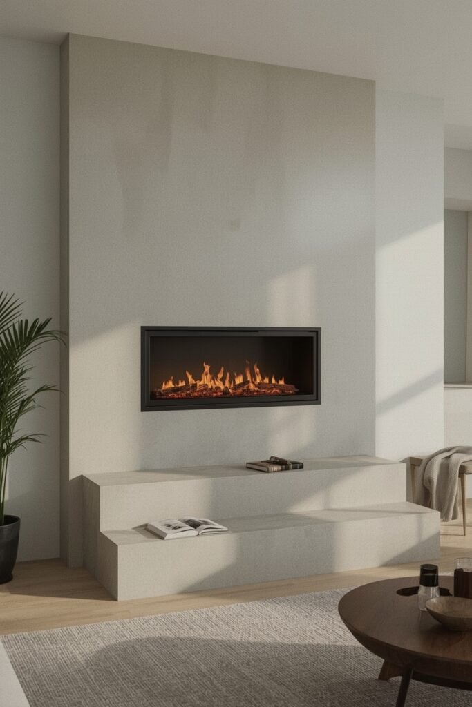 Multi-Level Floating Hearth Steps with Fireline