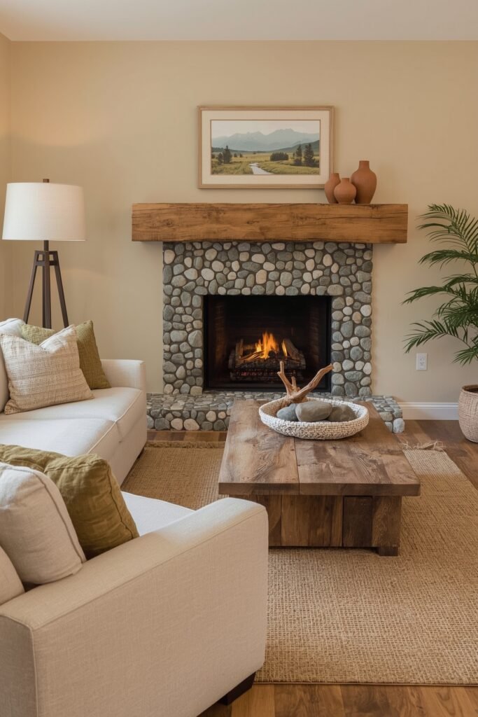 Rustic Pebble River Rock Inset