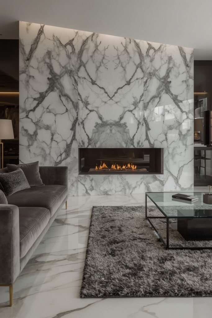 Floor-to-Ceiling Marble Slab