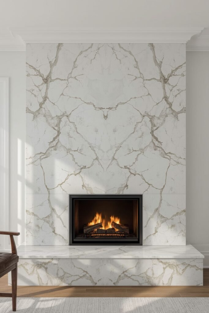Floor-to-Ceiling Stone Slab Surround