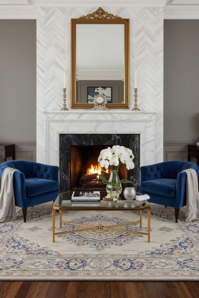 Book-Matched Marble Herringbone