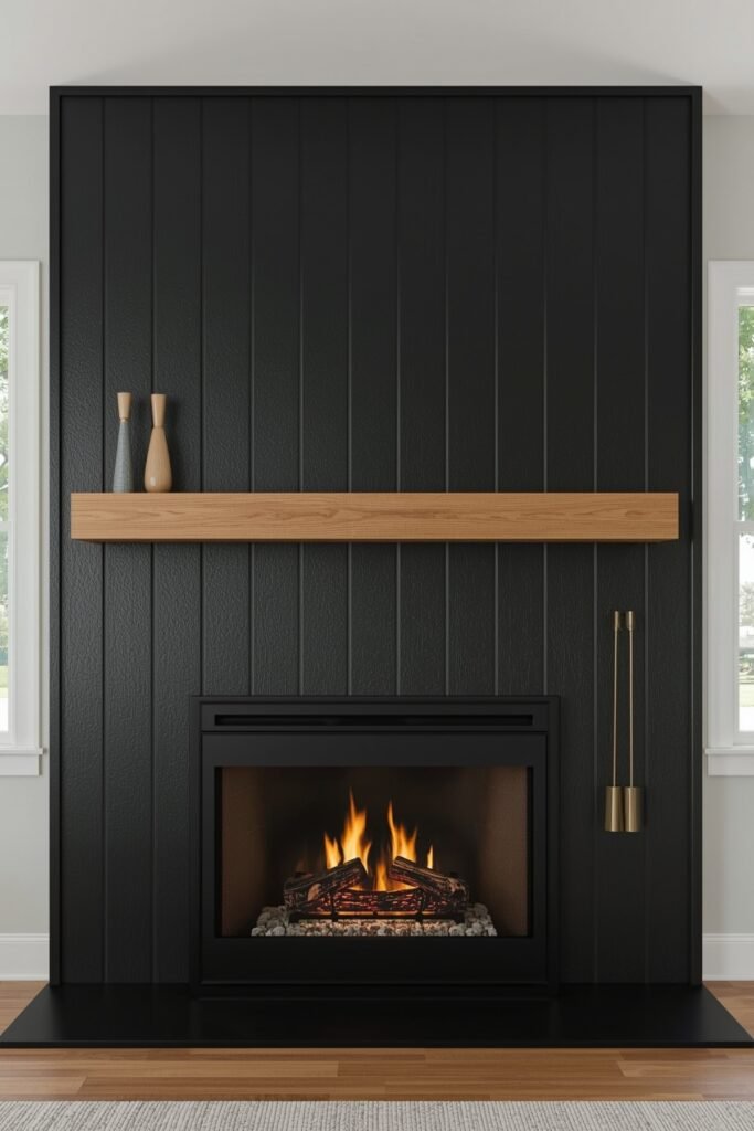 Matte Black Shiplap Accent Wall
