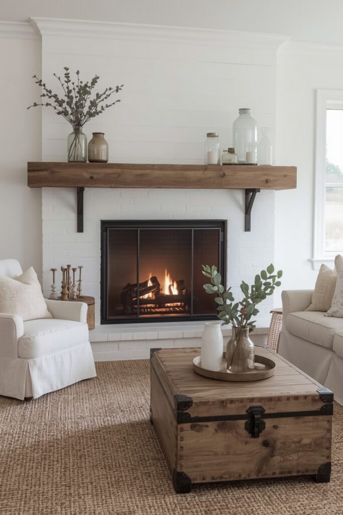 Reclaimed Wood Beam Mantel
