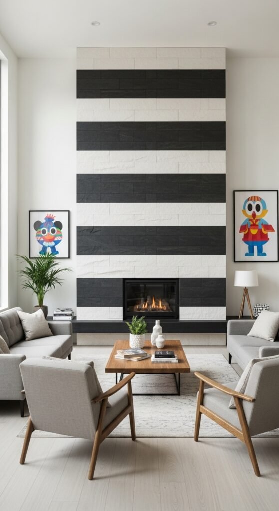 Two‑Tone Horizontal Stone Banding Accent