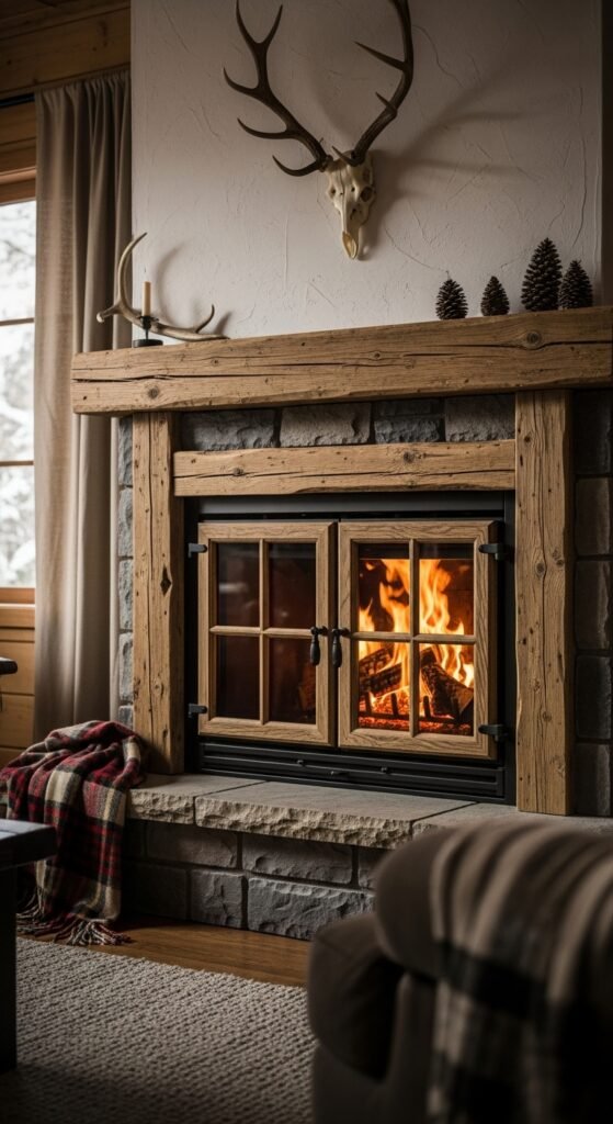 Rustic Wood Frame Glass Doors