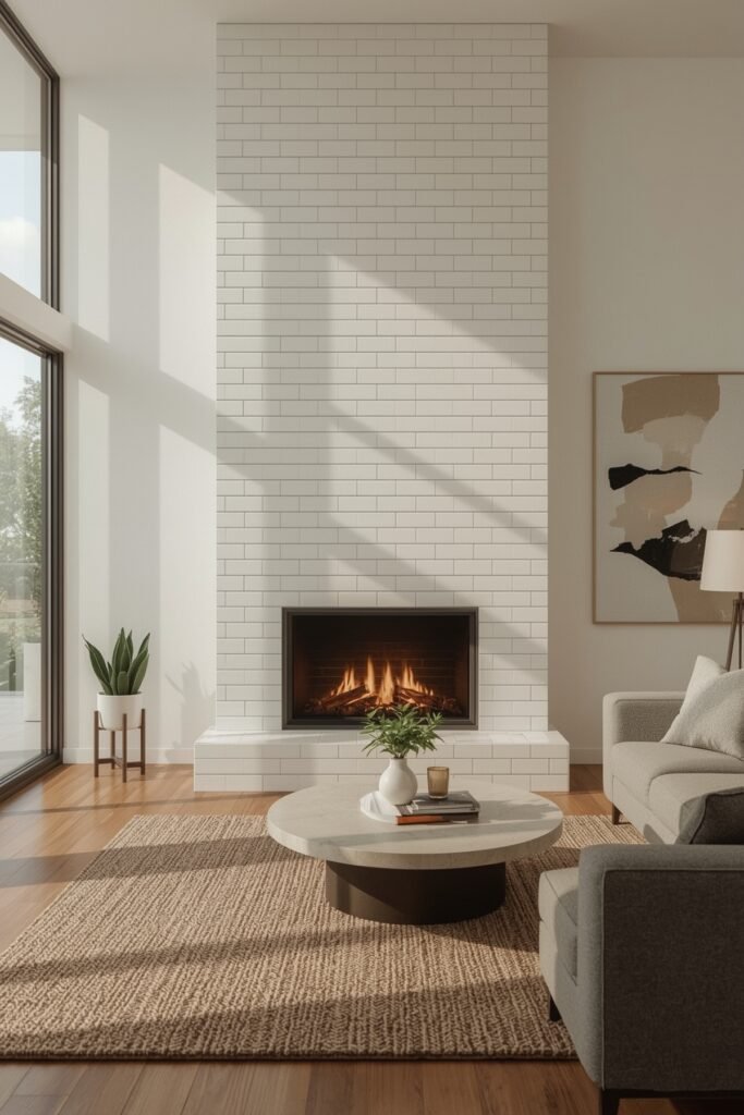 Geometric Subway-Tile Mantel