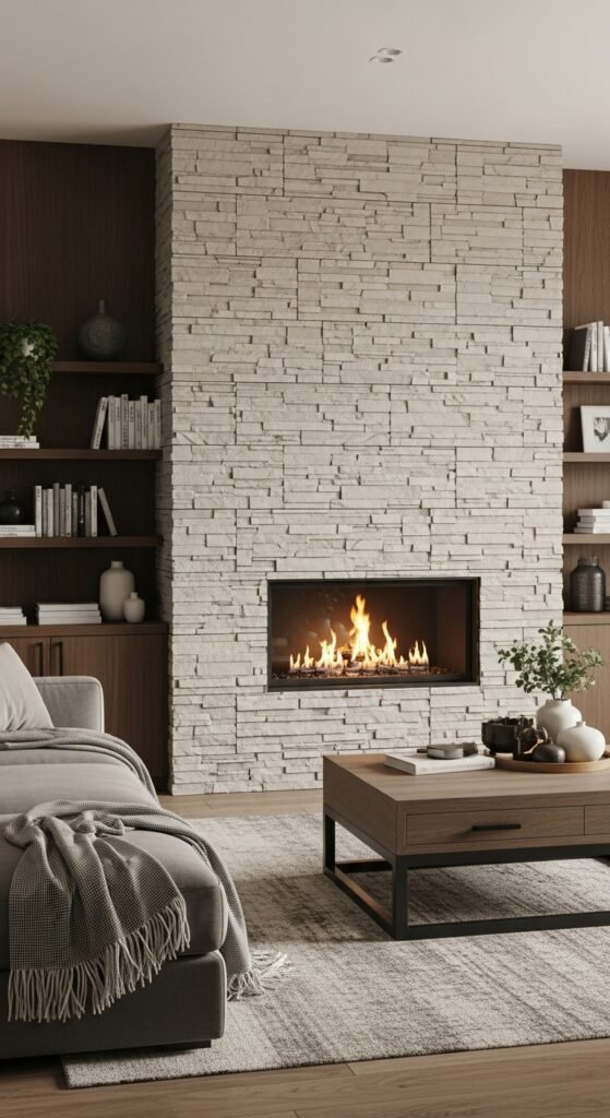 Screw‑Rail Mounted Modular Stone Panel System