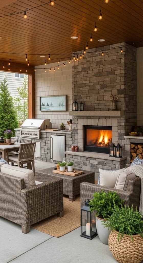 Frost‑Rated Stone Panels for Outdoor Fireplace Kitchen Walls