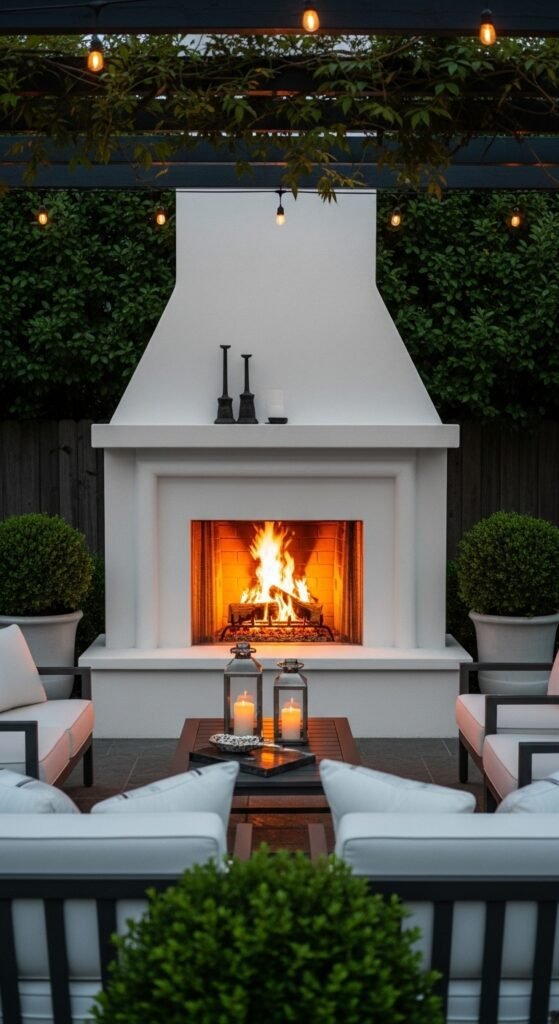 Outdoor White Fireplace: Alfresco Living
