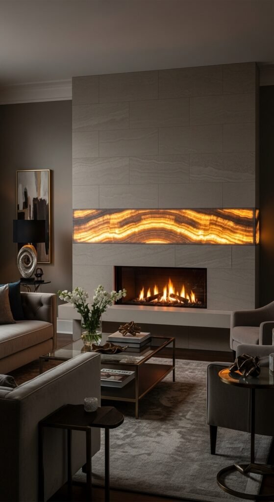 Backlit Translucent Stone Veneer Feature Band