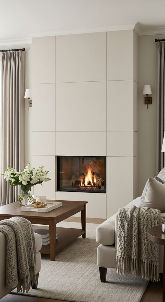 Clean Transitional Limestone Panel Surround (Sealed Finish)