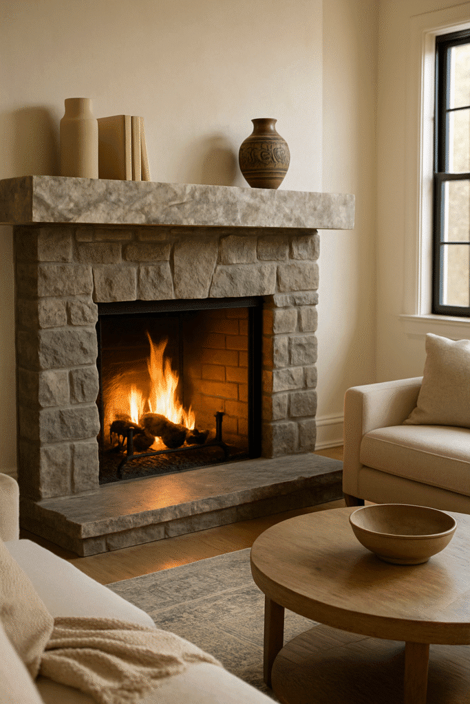 Rustic Marble Slab Mantel