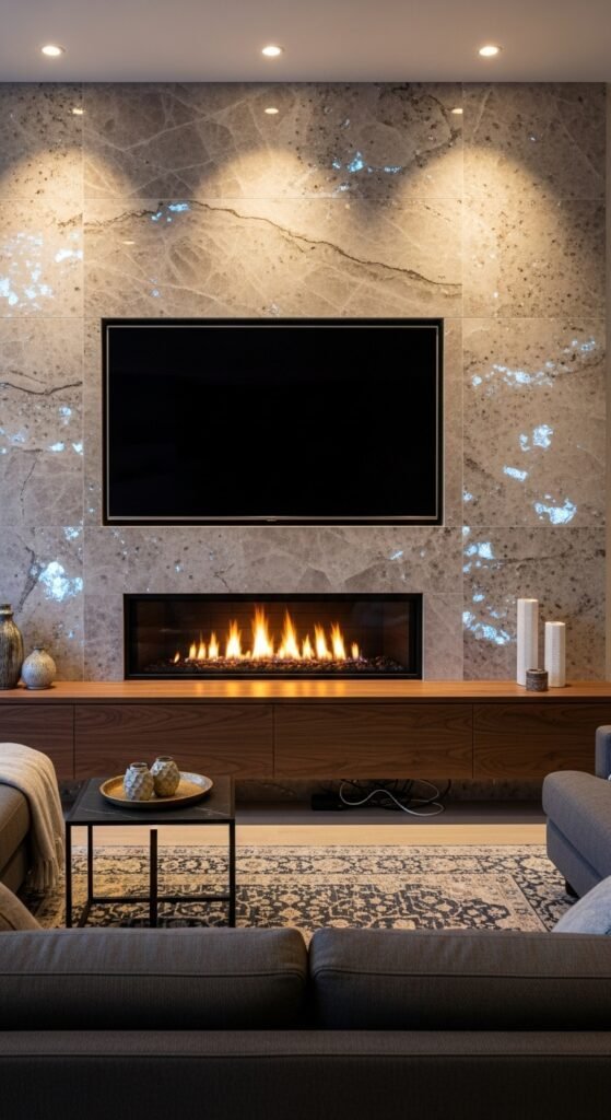 Split-Face Quartzite Media Wall