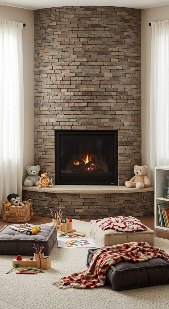 Rounded River Rock Composite Corner Surround