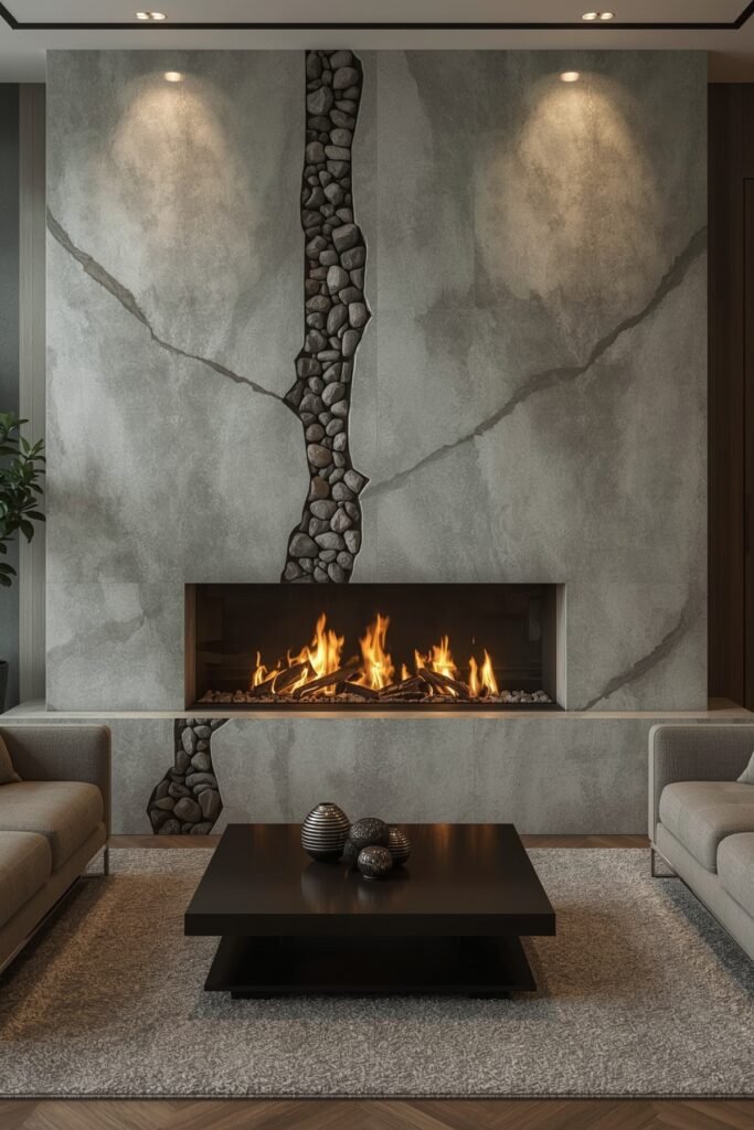 Contemporary Stone Fireplace