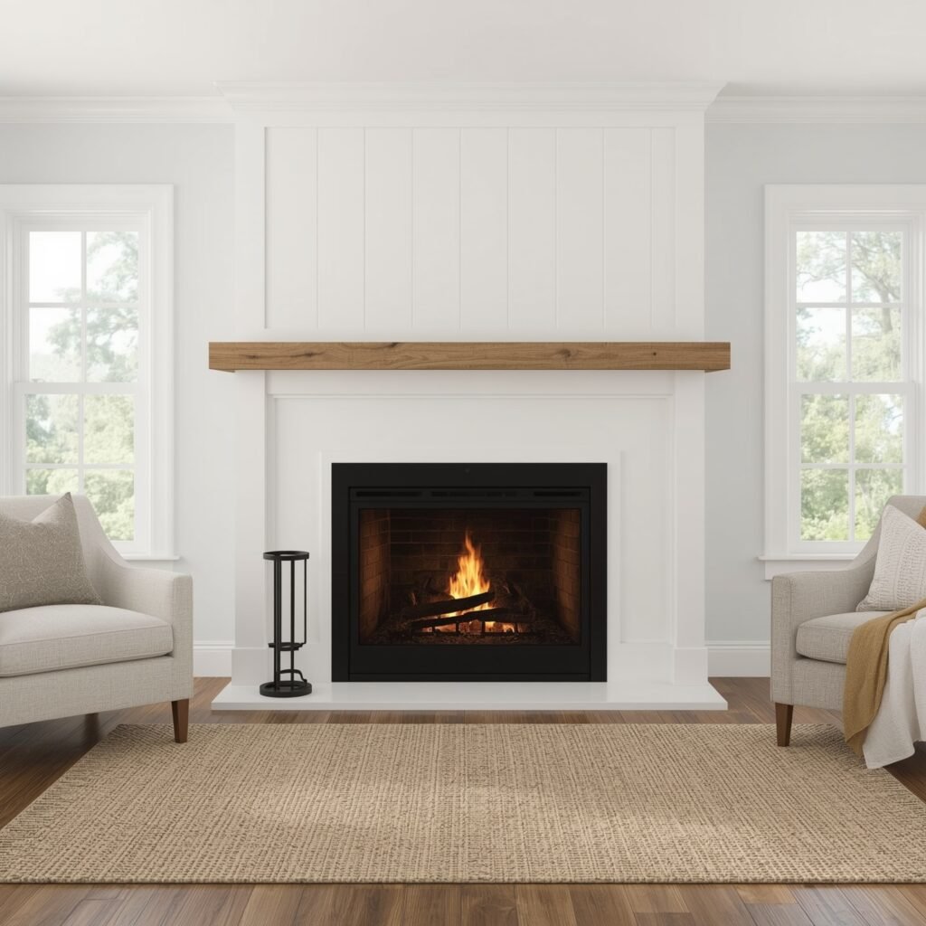 Board-and-Batten MDF Overlay, Painted Warm White