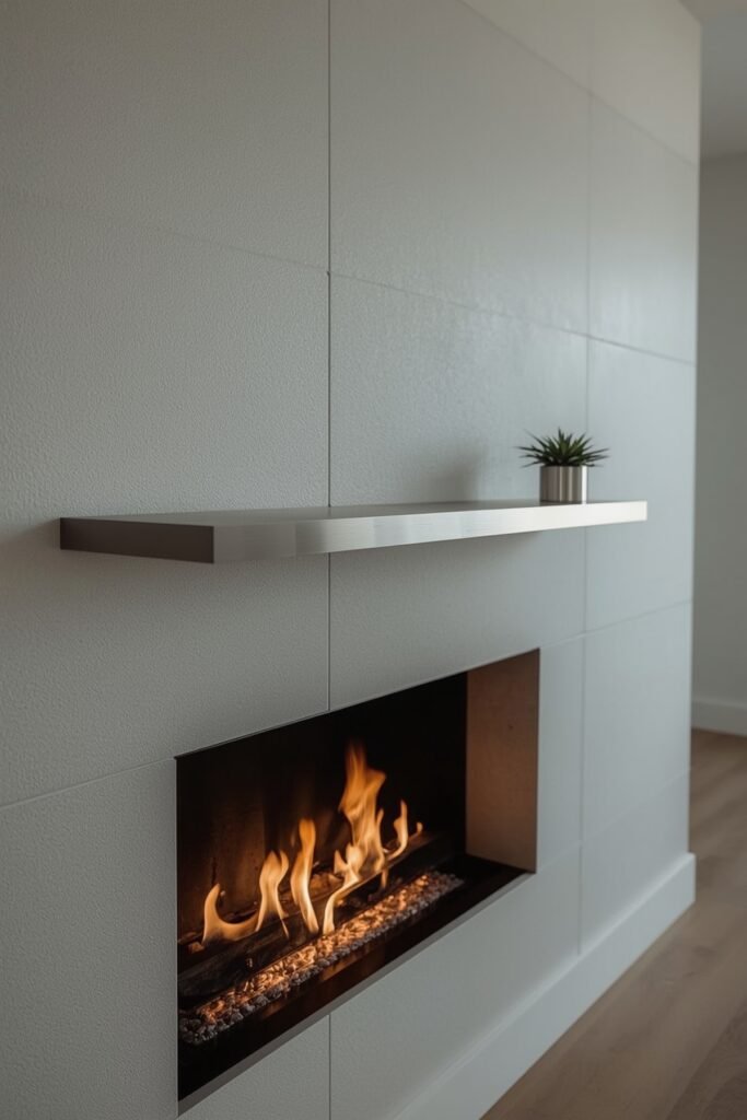 Thin Stainless-Steel Plate Shelf Hovering on Knife-Edge Brackets