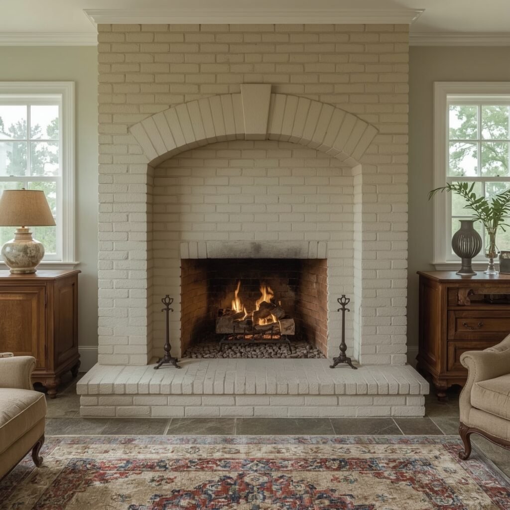 Arch-Top Brick Reshaped with Stucco Keystone Detail