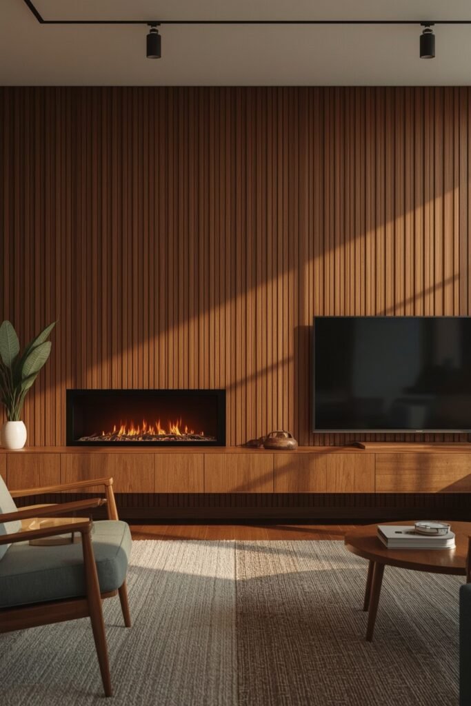 Mid-Century Slatted Wood Surround