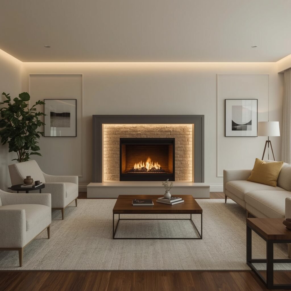 Picture-Frame Mantel Box with Inset LED Uplighting