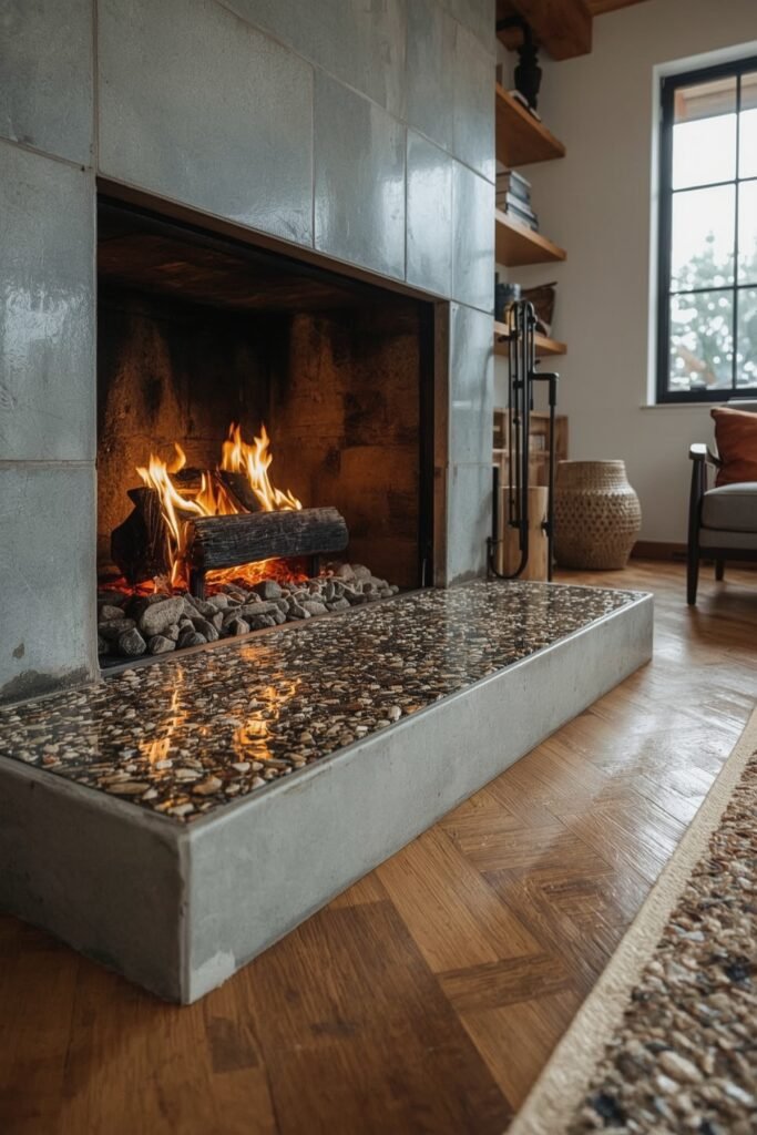 Exposed Aggregate Concrete Hearth