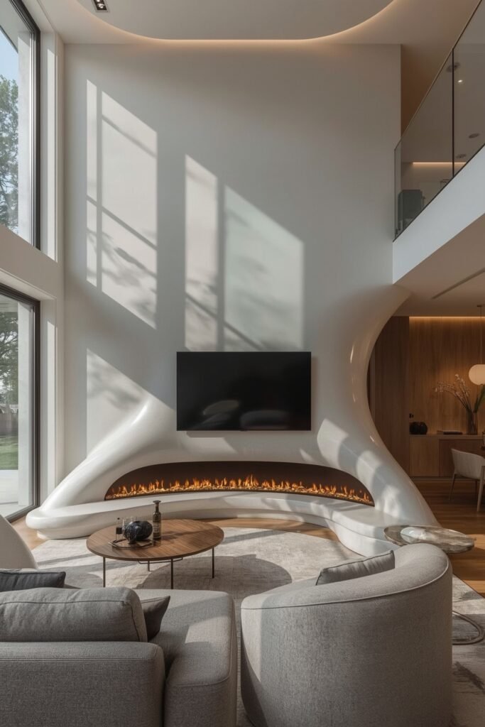 Curved Wall Installation with Panorama Firebox